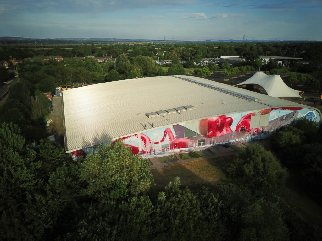 Drone shot of Blue Planet Aquarium