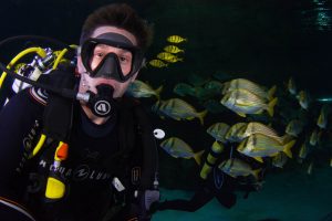 Scuba Diver with Porkfish