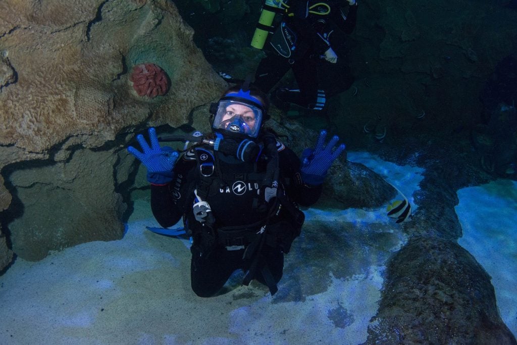 Diver posing for photo